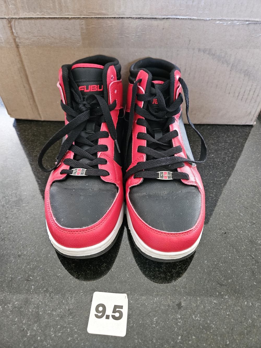 FUBU Men's Red and Black Mid-Top Sneakers
